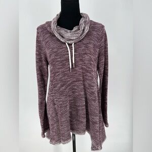 Calvin Klein Performance cowl neck‎ long sleeve burgundy pullover knit sweater.